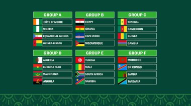 Afrika Ulusları Ülkeleri 2023 Gruplar Afrika Futbol Sembol Logosu Tasarım Vektörü İllüstrasyonu