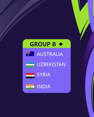 Asya Ulusları 2023 Grup B Ülkeler Asya Futbol Sembol Logosu Tasarım Vektörü İllüstrasyonu