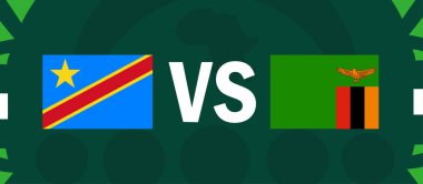 Dr Kongo ve Zambiya Afrika Bayrakları Ulusları 2023 Grup F Ülkeleri Afrika Futbol Sembolü Logo Tasarım Vektörü İllüstrasyonu