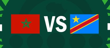 Fas ve Dr. Kongo Afrika Ulusları Grubu 2023 Grup F Ülkeleri Afrika Futbol Sembol Logosu Tasarım Vektörü İllüstrasyonu