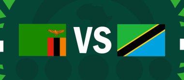 Zambiya ve Tanzanya Afrika Bayrakları Ulusları 2023 Grup F Ülkeleri Afrika Futbol Sembol Logosu Tasarım Vektörü İllüstrasyonu