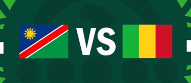 Namibya ve Mali Afrika Bayrakları Ulusları 2023 Grup E Ülkeleri Afrika Futbol Sembol Logosu Tasarım Vektörü İllüstrasyonu