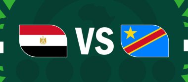 Mısır ve Dr. Kongo Bayrağı Afrika Ulusları 2023 Amblem Ülkeleri Afrika Futbol Sembolü Logo Tasarım Vektörü İllüstrasyonuyla Eşleşiyor