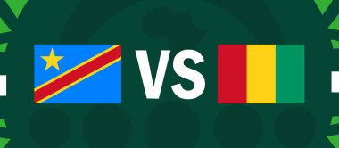 Dr Kongo ve Gine, Afrika Uluslarının Bayraklarını Eşleştirdi 2023 Afrika Futbol Ülkeleri Takım Sembolü Logo Tasarım Vektörü İllüstrasyonu