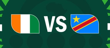 Fildişi Sahilleri ve Dr. Kongo Afrika Uluslarını Bayraklandırıyor 2023 Amblemleri Afrika Futbol Takımı Sembol Logosu Tasarım Vektör İllüzyonu