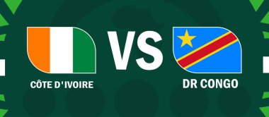 Fildişi Sahilleri ve Dr. Kongo Bayrakları Afrika Ulusları 2023 Amblemleri Afrika Futbol Takımı Logosu Tasarım Vektörü İllüzyonu