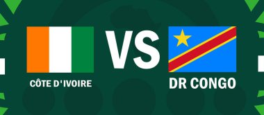 Fildişi Sahili ve Dr Kongo Amblemleri Afrika Ulusları 2023 Afrika Ülkeleri Takım Ülkeleri Afrika Futbol Sembol Logosu Tasarım Vektör İllüzyonu 'na uyuyor