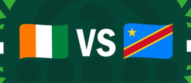 Fildişi Sahilleri ve Dr. Kongo, Afrika Uluslarının Bayraklarını Eşleştiriyor 2023 Afrika Futbol Ülkeleri Takım Sembol Logosu Logo Tasarım Vektör İlülasyonu