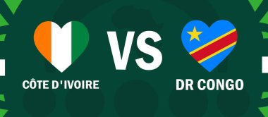 Fildişi Sahili ve Dr. Kongo Bayrak Kalbi Afrika Ulusları 2023 Afrika Ülkeleri Takım Ülkeleri Afrika Futbol Sembol Logosu Logo Tasarım Vektör İllüzyonu