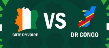 Fildişi Sahili ve Dr. Kongo Bayrak Eşleştirmesi Afrika Ulusları 2023 Amblemleri Afrika Futbol Takımı Sembol Logo Tasarım Vektör İllüzyonu