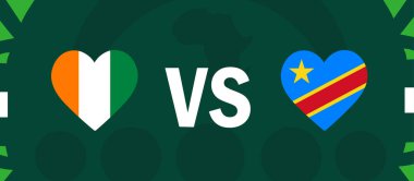 Fildişi Sahili ve Dr. Kongo Kalp eşleşmesi Afrika Uluslarını 2023 Amblemleri Afrika Futbol Takımı Logo Tasarım Vektörü İllüzyonu