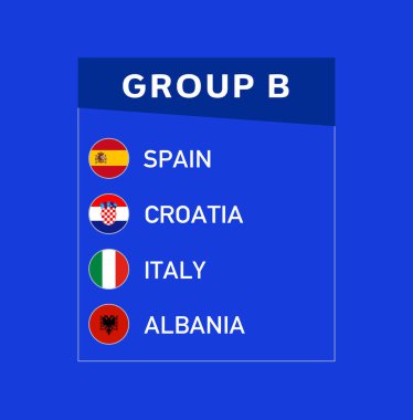 Avrupa Ulusları 2024 Grup B Amblem Tasarımı Soyut Takım Ülkeleri Avrupa Futbol Sembol Logo Vektörü İllüstrasyonu