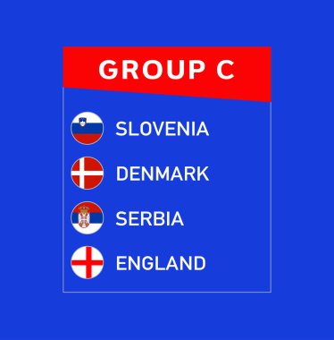 Avrupa Ulusları 2024 C Grubu Amblem Tasarımı Soyut Takım Ülkeleri Avrupa Futbol Sembol Logo Vektörü İllüstrasyonu