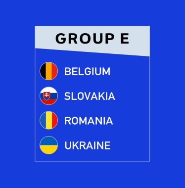 Avrupa Ulusları 2024 Grup E Amblem Tasarımı Soyut Takım Ülkeleri Avrupa Futbol Sembol Logo Vektörü İllüstrasyonu