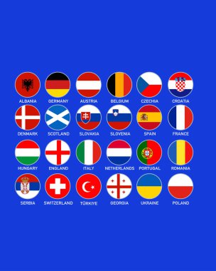 Avrupa Futbol 2024 Amblem Tasarımı Soyut Takımlar Sembolü Avrupa Futbol Ülkeleri Vektör İllüstrasyonu