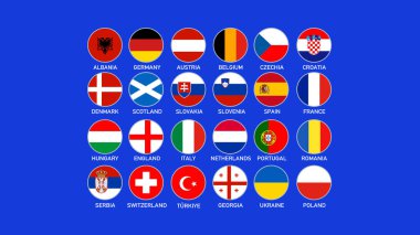 Avrupa Milletler Futbolu 2024 Soyut Tasarım Sembolü Avrupa Futbol Takımı Ülkeleri Vektör İllüstrasyonu