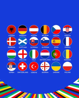 Avrupa Futbol 2024 Amblem Soyut Tasarım Takımları Sembol Avrupa Futbol Ülkeleri Vektör İllüstrasyonu