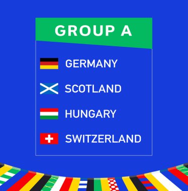 Avrupa Milletleri 2024 Grup A Soyut Tasarım Ülkeleri Avrupa Futbol Sembol Logo Vektör İllüstrasyonu Bayrakları