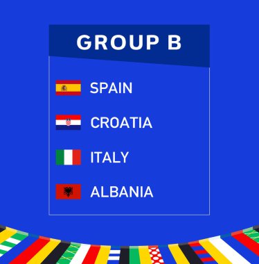 Avrupa Milletleri 2024 Grup B Soyut Tasarım Ülkeleri Avrupa Futbol Sembol Logo Vektör İllüstrasyonunu Takımına Etti