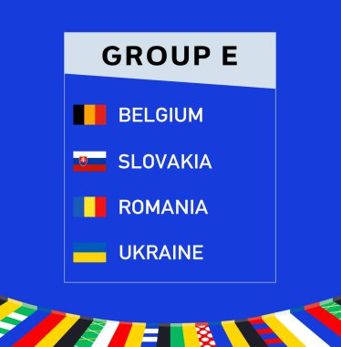 Avrupa Ulusları 2024 Grup E, Soyut Tasarım Ülkeleri Avrupa Futbol Sembol Logosu Vektör İllüstrasyonunu Takımlara Etti