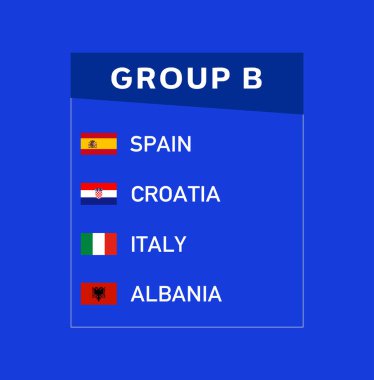 Avrupa Milletleri 2024 Grup B Bayrakları Soyut Ülkeleri Tasarladı Avrupa Futbol Sembol Logosu Vektör İllüstrasyonu