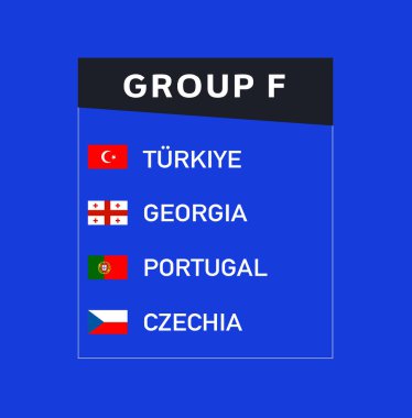 Avrupa Milletleri 2024 F Grubu Bayraklar Tasarımı Soyut Ülkeler Avrupa Futbol Sembol Logosu Vektör İllüstrasyonu