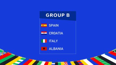 Avrupa Ulusları 2024 Grup B Bayrak Tasarımı Soyut Takım Ülkeleri Avrupa Futbol Sembol Logo Vektörü İllüstrasyonu