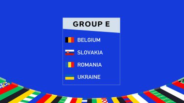 Avrupa Ulusları 2024 Grup E Bayrak Tasarımı Soyut Takım Ülkeleri Avrupa Futbol Sembol Logo Vektörü İllüstrasyonu