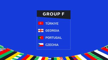Avrupa Ulusları 2024 Grup F Bayrak Tasarımı Soyut Takım Ülkeleri Avrupa Futbol Sembol Logosu Vektör İllüstrasyonu