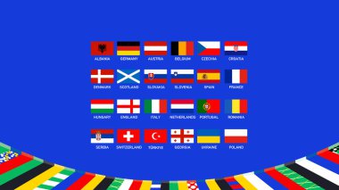 Avrupa Ulusları Futbol 2024 Bayrak Tasarımı Soyut Sembol Avrupa Futbol Takımı Ülkeleri Vektör illüstrasyonu