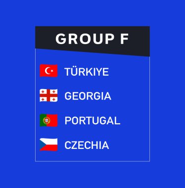 Avrupa Milletleri 2024 F Grubu Kurdele Tasarımı Soyut Takım Ülkeleri Avrupa Futbol Sembolü Logo Vektör İllüstrasyonu