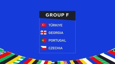 Avrupa Ulusları 2024 F Grubu Kurdele Tasarımı Soyut Takım Ülkeleri Avrupa Futbol Sembolü Logo Vektör İllüstrasyonu