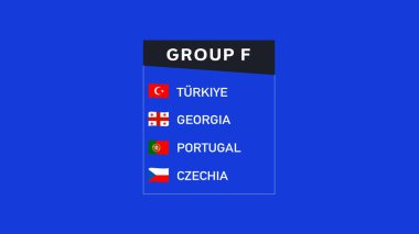 Avrupa Ulusları 2024 Grubu F Bayrakları Soyut Tasarım Ülkeleri Avrupa Futbol Sembolü Logo Vektör İllüstrasyonu