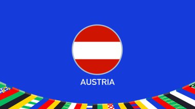 Avusturya Bayrak Takımı 2024 Avrupa Ülkeleri Soyut Almanya Futbol Sembolü Logo Tasarım Vektörü İllüstrasyonunu Destekliyor