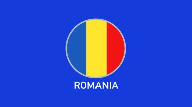 Romanya Bayrak Amblemi Avrupa Ülkeleri 2024 Soyut Avrupa Almanya Futbol Sembolü Logo Tasarım Vektörü İllüstrasyonunu Takımına Etti