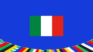 İtalya Bayrak Avrupa Ulusları 2024 Takım Ülkeleri Avrupa Futbol Logosu Tasarım Vektörü İllüstrasyonu