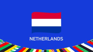 Hollanda, Avrupa Ulusları 2024 Sembol Soyut Ülkeleri Avrupa Almanya Futbol Logosu Tasarım Vektörü İllüstrasyonunu Birleştiriyor