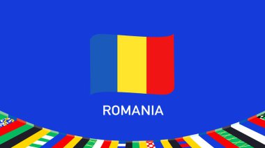 Romanya 'nın Amblemi Avrupa Ulusları 2024 Sembol Soyut Ülkeleri Avrupa Almanya Futbol Logosu Tasarım Vektörü İllüstrasyonunu Birleştiriyor
