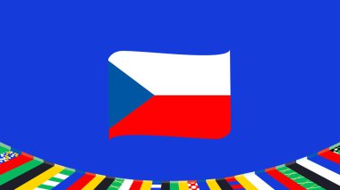 Çek Bayrak Kurdelesi Avrupa Ulusları 2024 Avrupa Takım Ülkeleri Avrupa Futbol Sembol Logosu Tasarım Vektörü İllüstrasyonu