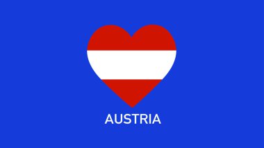 Avusturya Bayrak Kalbi Avrupa Ulusları 2024 Soyut Ülkeler Avrupa Futbol Sembolü Logo Tasarım Vektörü İllüstrasyonu Ekibi