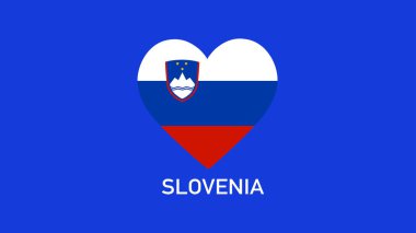 Slovenya 'nın Amblem Kalbi 2024 Avrupa Ulusları Sembol Soyut Ülkeleri Avrupa Almanya Futbol Logosu Tasarım Vektörü İllüstrasyonuna Ekip Etti