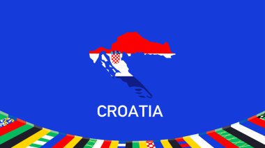 Hırvatistan Bayrak Haritası Avrupa Ülkeleri 2024 Soyut Almanya Futbol Sembolü Logo Tasarım Vektörü İllüstrasyonunu Takımlarına Etti