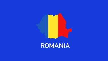 Romanya Bayrak Haritası Avrupa Ülkeleri 2024 Soyut Almanya Futbol Sembol Logosu Tasarım Vektörü İllüstrasyonunu Takımlarına Etti