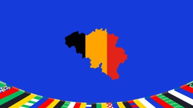 Belçika Amblemi Avrupa Uluslarını Haritada 2024 Avrupa Takım Ülkeleri Avrupa Futbol Sembol Logosu Tasarım Vektörü İllüstrasyonu