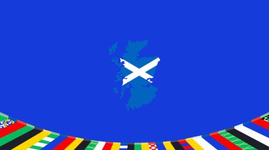 İskoçya Amblemi Avrupa Uluslarını Haritada 2024 Takım Ülkeleri Avrupa Futbol Sembol Logosu Tasarım Vektörü İllüstrasyonu