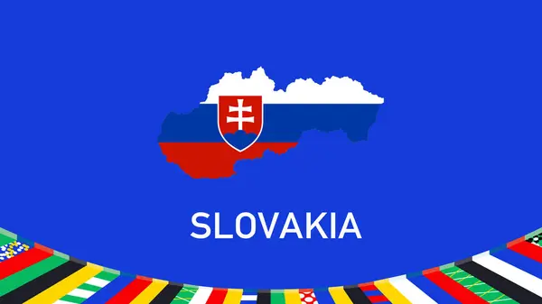 Slovakya Bayrak Haritası Avrupa Ulusları 2024 Soyut Ülkeler Avrupa Almanya Futbol Sembolü Logo Tasarım Vektörü İllüstrasyonunu Destekliyor