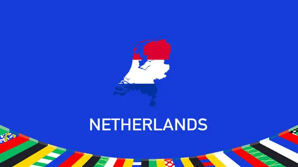 Hollanda Amblem Haritası Avrupa Ulusları 2024 Sembol Soyut Ülkeleri Avrupa Almanya Futbol Logosu Tasarım Vektörü İllüstrasyonu