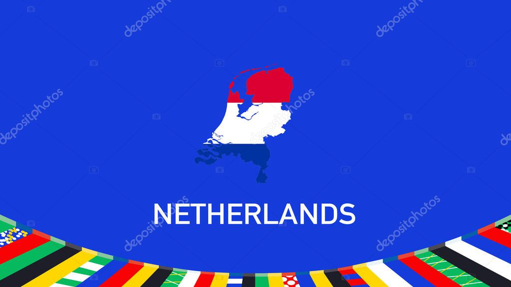Netherlands Emblem Map Teams European Nations 2024 Symbol Abstract Countries European Germany Football Logo Design Vector Illustration