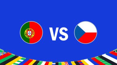 Portekiz ve Çek Bayrak Tasarımı Avrupa Ulusları 2024 Takım Ülkeleri Avrupa Almanya Futbol Sembolü Logo Vektör İlülasyonu