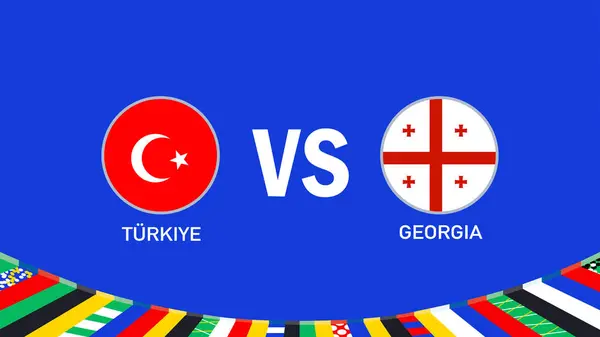 Türkiye ve Gürcistan, 2024 Avrupa Uluslarını Eşleştirdi Avrupa Ülkeleri Avrupa Futbol Sembolü Logo Vektörü İllüstrasyonu